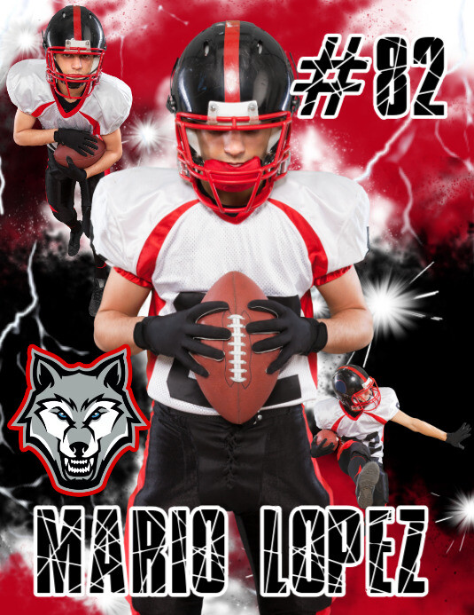 Red | Black | White | Football | Gameday | Friday Night Lights | Player | Sports | Poster 传单(美国信函) template